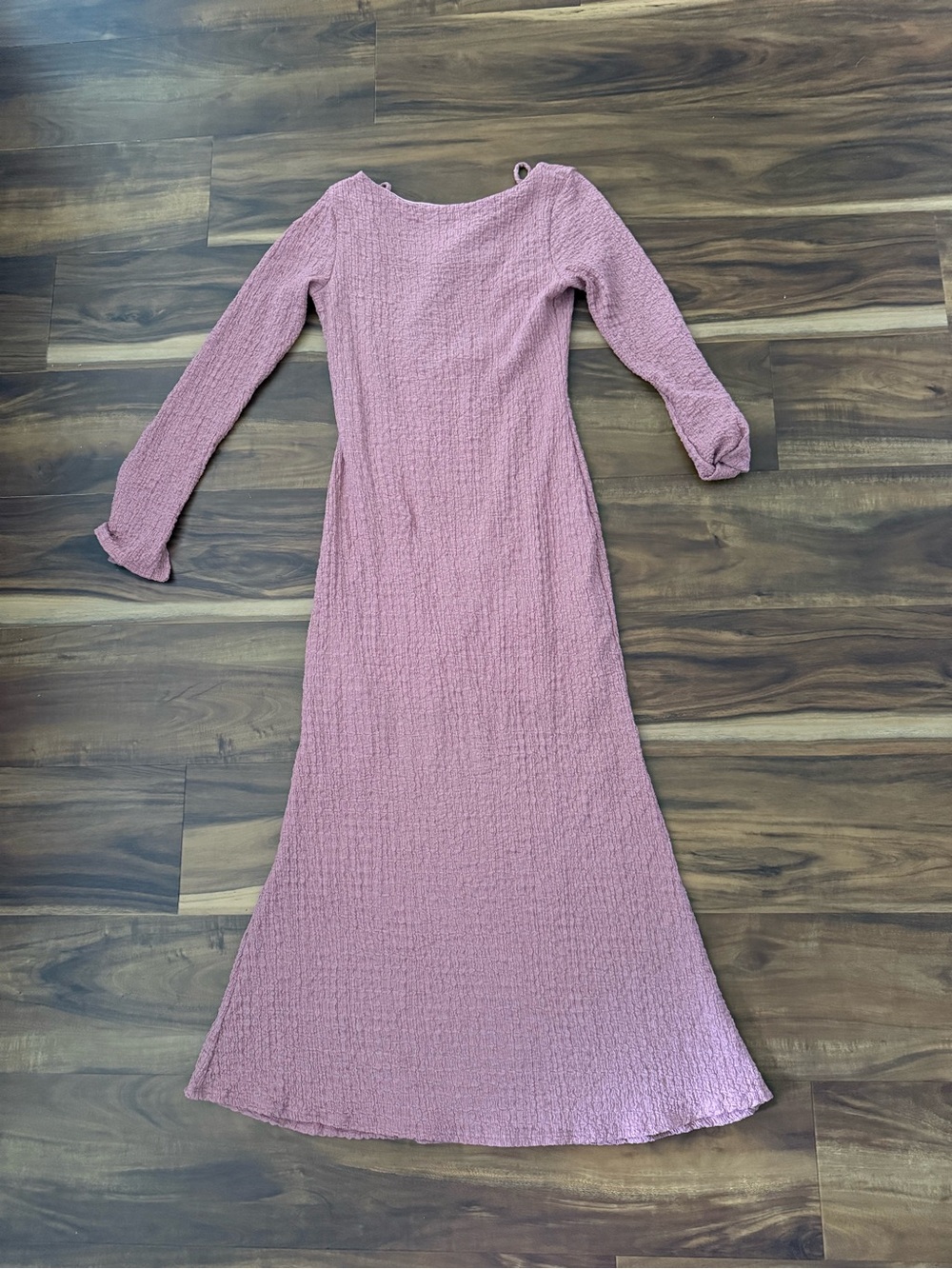 Long Sleeve Mauve Pink Textured Maxi Dress